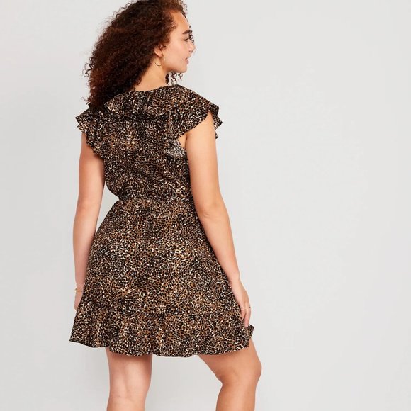 NWT Old Navy Waist-Defined Ruffle-Trim Mini Dress for Women - Picture 4 of 6